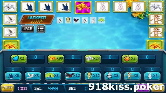 Shark bet panel on 918Kiss with gold shark x99, silver shark x24, bird and beast group bets and eight animal bets over a blue water background