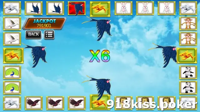 Shark result screen on 918Kiss with four swallows flying across a sky background and a large x6 in the centre