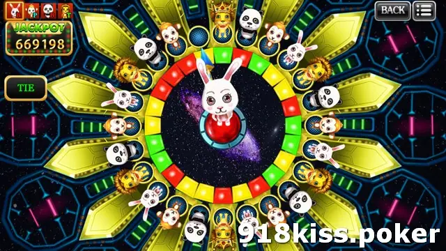Forest Dance wheel on 918Kiss mid-spin, a rabbit in the centre and animals arranged around a red, green and yellow ring