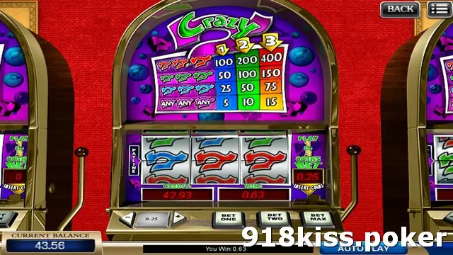 Crazy 7 on 918Kiss after a spin at coin size 0.25, a mixed line of sevens and a win of 0.63
