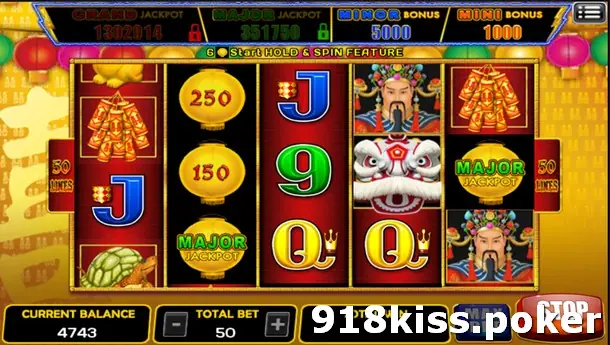 Happy Lantern slot on ACE333 during a spin with gold lanterns showing 250 and 150, a MAJOR JACKPOT lantern, a lion dance head and a God of Wealth figure, with Start Hold and Spin Feature text above