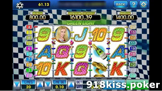 Green Light on 3Win8 at 20 lines and LINE BET 0.10, with the race queen, champagne and trophy among card symbols