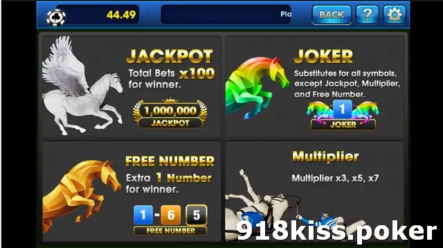 Horse Derby help screen on 3Win8 showing Jackpot (Total Bets x100), Joker, Free Number and Multiplier x3, x5, x7 panels