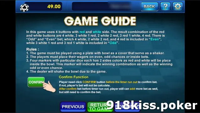 Sedie Multiplayer GAME GUIDE on 3Win8 explaining the red and white buttons, Even and Odd combinations, rules and the CONFIRM function
