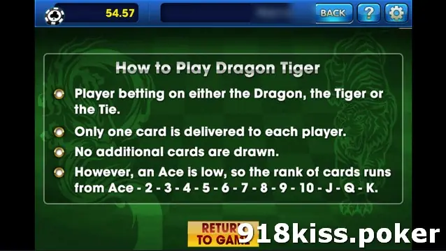 Tiger Dragon HOW TO PLAY screen on 3Win8 listing four rules about Dragon, Tiger and Tie bets, one card each and Ace low