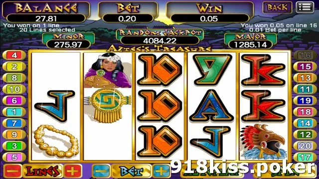 Aztec's Treasure reels with a gold armband, the eagle warrior helmet and a column of orange 10 symbols after a small win