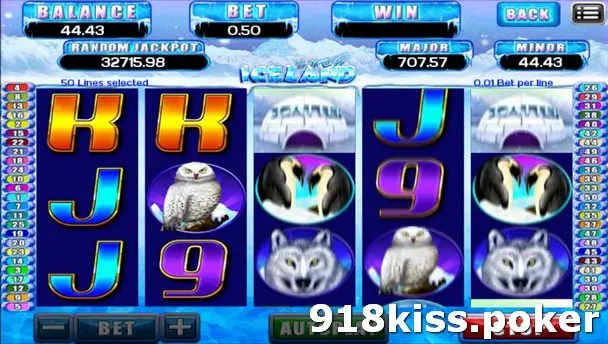 Iceland reels with two igloo Scatter symbols, penguins, owls and wolves