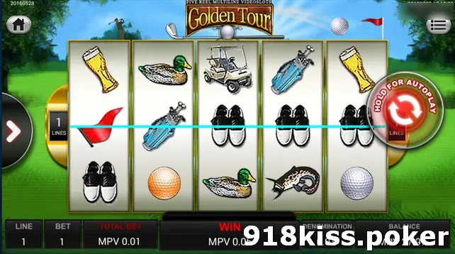 Golden Tour one-line spin with a line drawn through the middle row, a duck and a fish scatter visible